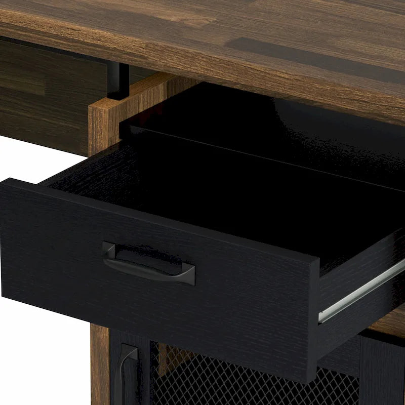 63" L-Shaped Desk with Multi-Storage & Metal Accents