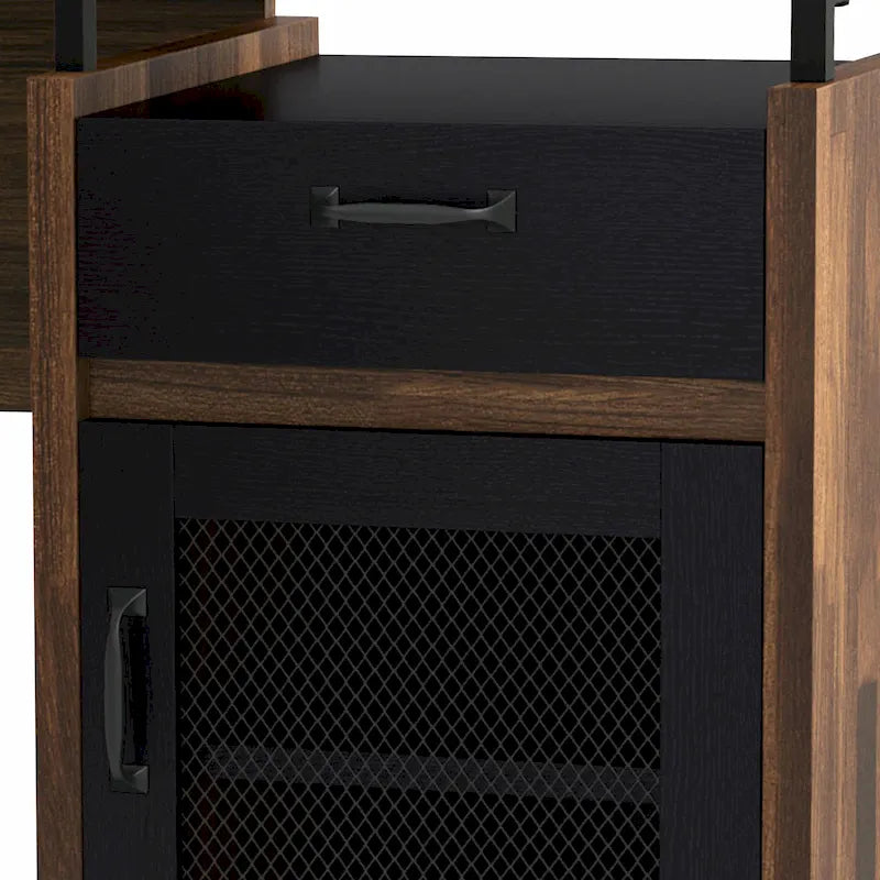 63" L-Shaped Desk with Multi-Storage & Metal Accents