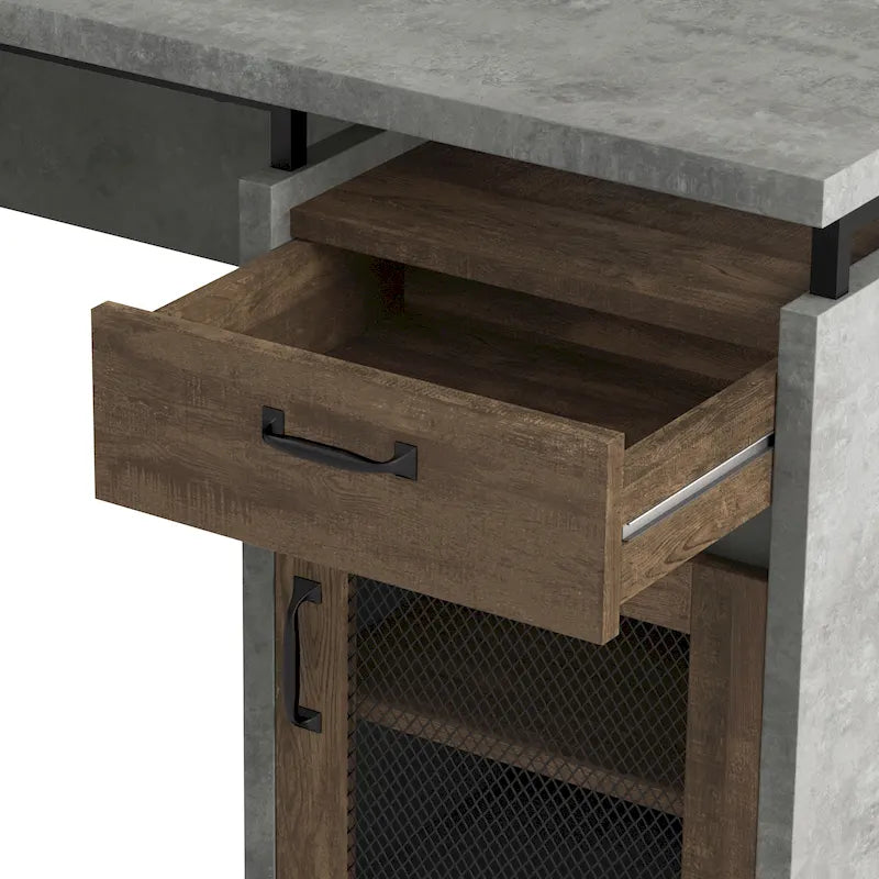 63" L-Shaped Desk with Multi-Storage & Metal Accents