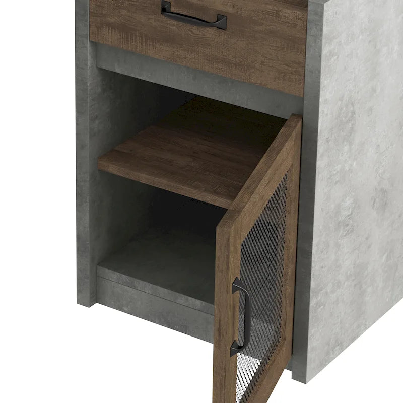 63" L-Shaped Desk with Multi-Storage & Metal Accents
