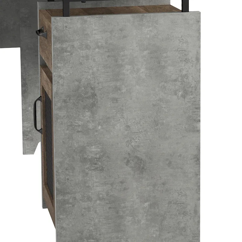 63" L-Shaped Desk with Multi-Storage & Metal Accents