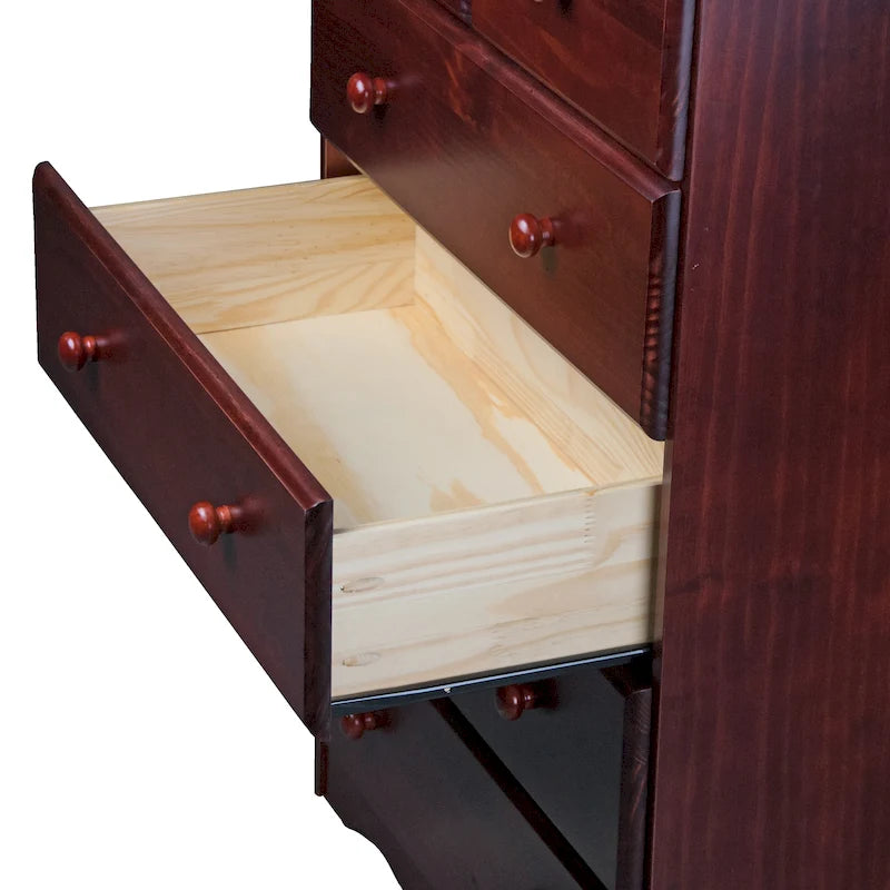 100% Solid Pine Wood 5-Drawer Chest with Choice of Knobs