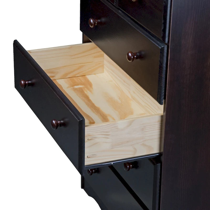 100% Solid Pine Wood 5-Drawer Chest with Choice of Knobs