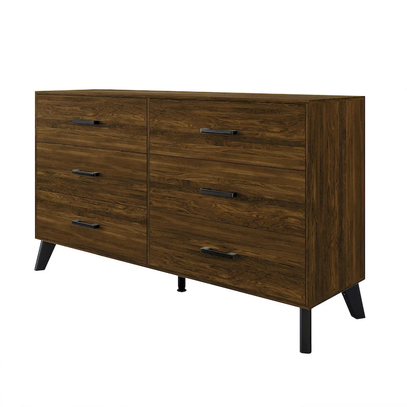 6-Drawer Solid Wood Dresser with Tapered Legs