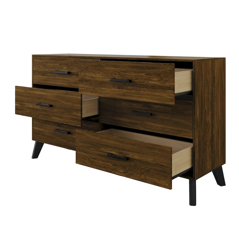 6-Drawer Solid Wood Dresser with Tapered Legs