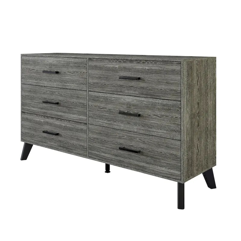 6-Drawer Solid Wood Dresser with Tapered Legs