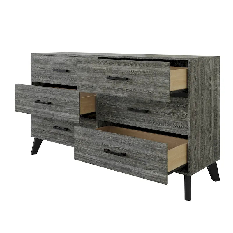 6-Drawer Solid Wood Dresser with Tapered Legs