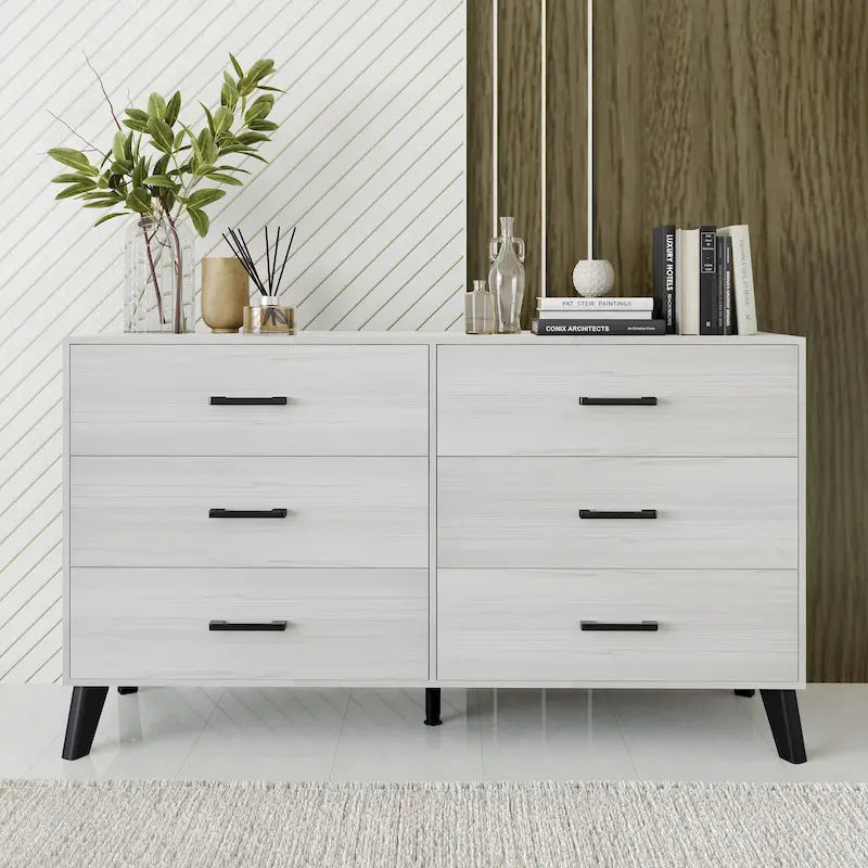 6-Drawer Solid Wood Dresser with Tapered Legs
