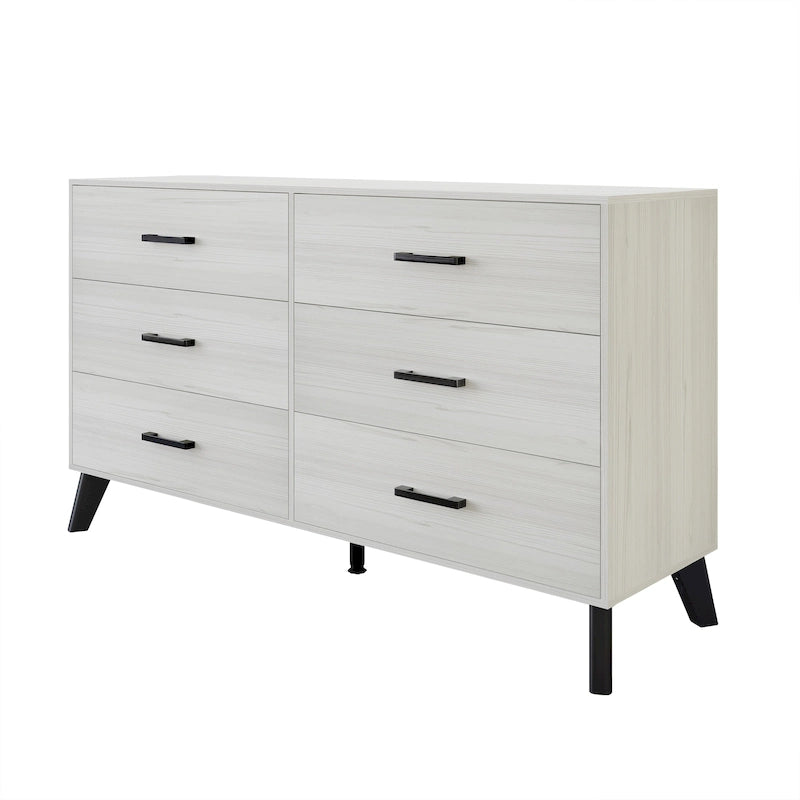 6-Drawer Solid Wood Dresser with Tapered Legs