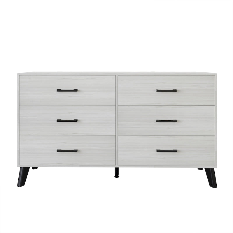 6-Drawer Solid Wood Dresser with Tapered Legs