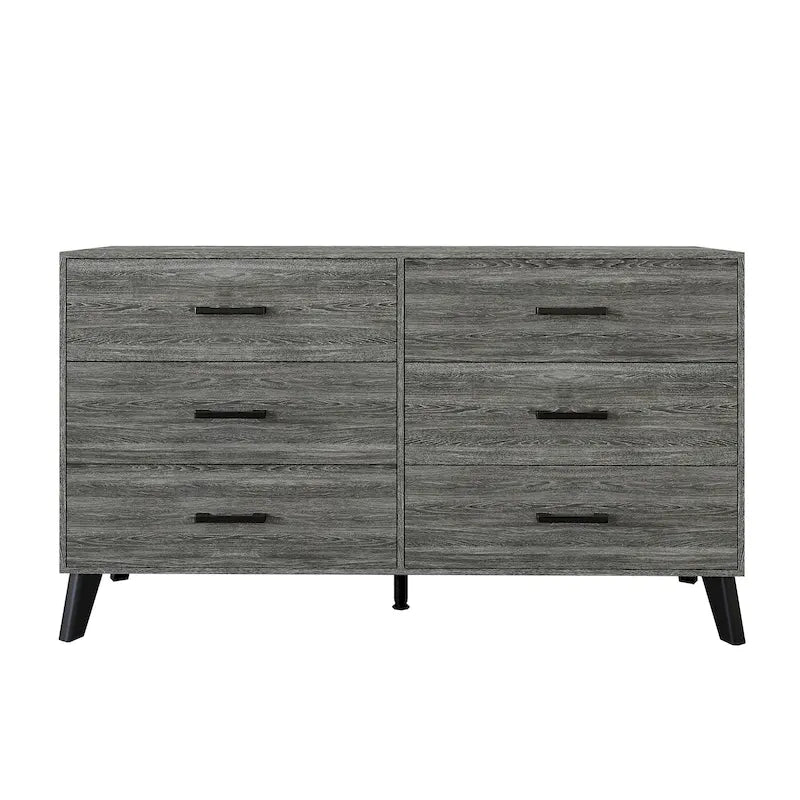 6-Drawer Solid Wood Dresser with Tapered Legs