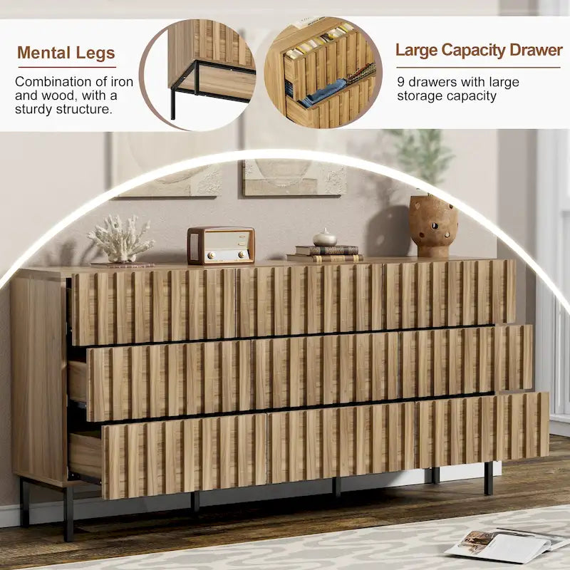 9-Drawer Chest of Drawers Storage Tower — Bedroom Dresser & Organiser