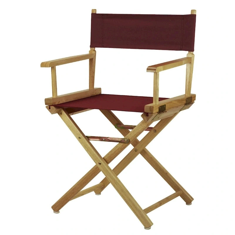 18" Folding Director's Chair with Canvas Seat & Natural Wood Frame