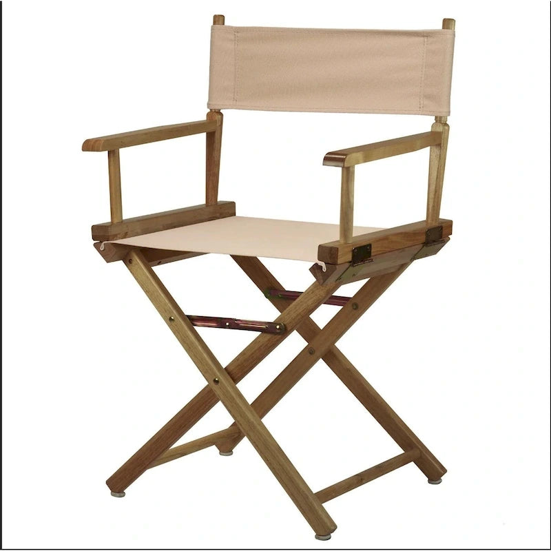 18" Folding Director's Chair with Canvas Seat & Natural Wood Frame