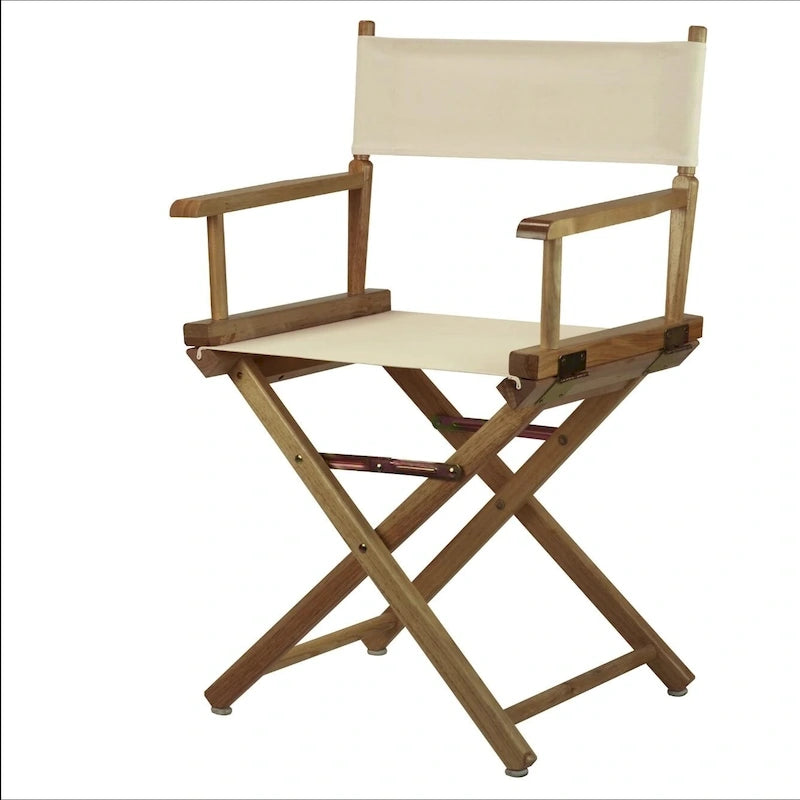 18" Folding Director's Chair with Canvas Seat & Natural Wood Frame