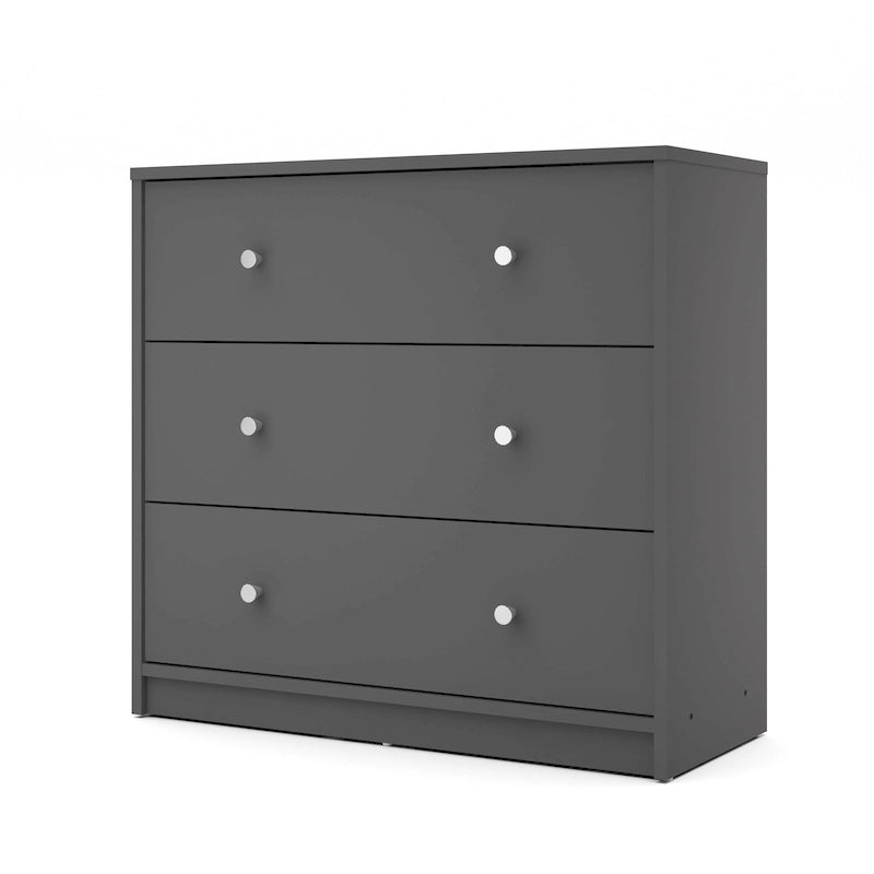 3-Drawer Engineered Wood Storage Chest with Pewter Handles