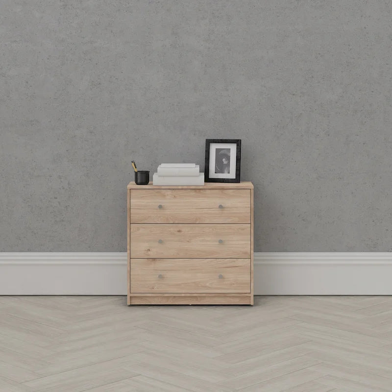 3-Drawer Engineered Wood Storage Chest with Pewter Handles