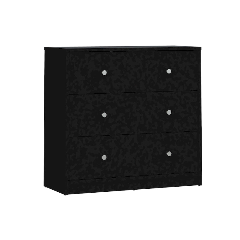 3-Drawer Engineered Wood Storage Chest with Pewter Handles