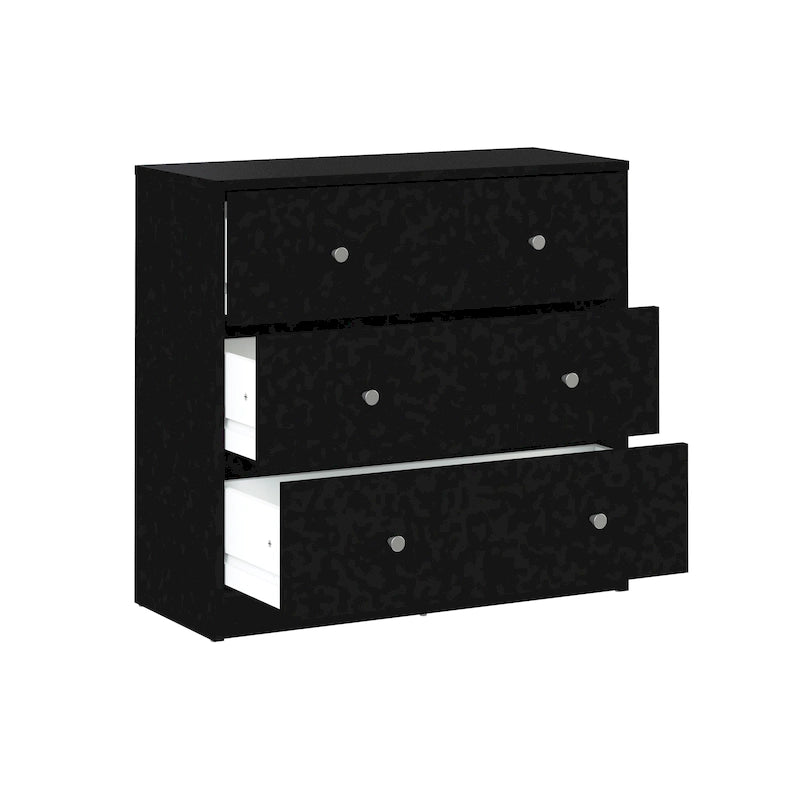 3-Drawer Engineered Wood Storage Chest with Pewter Handles