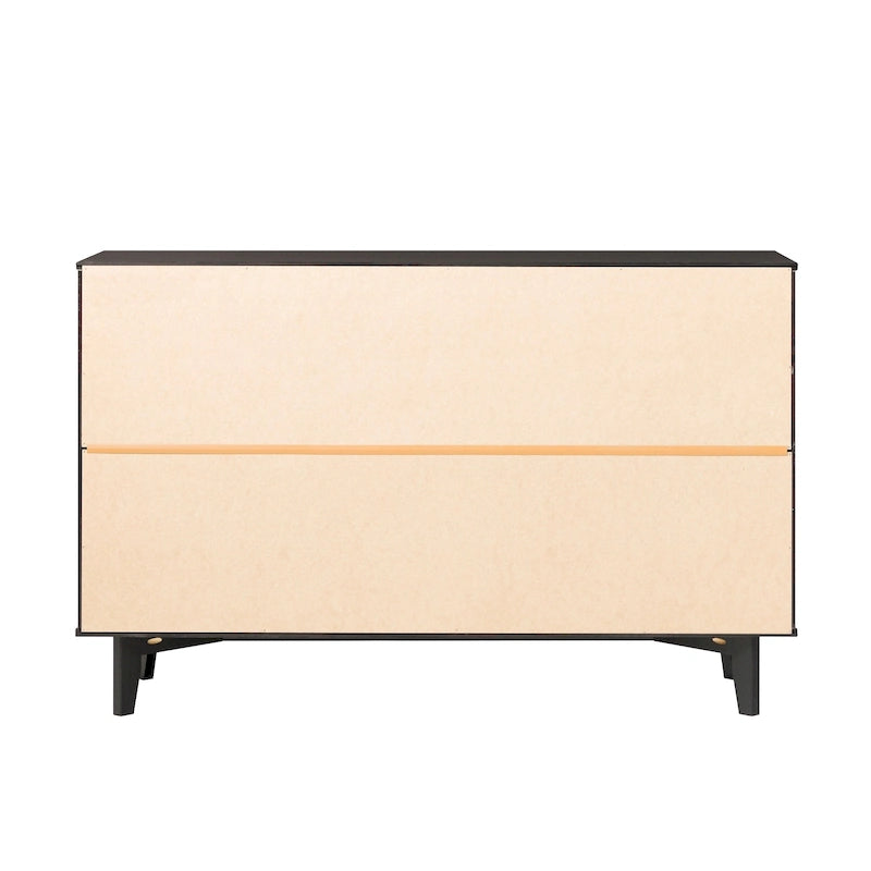 Mid-Century Modern Solid Pine Wood 6-Drawer Dresser
