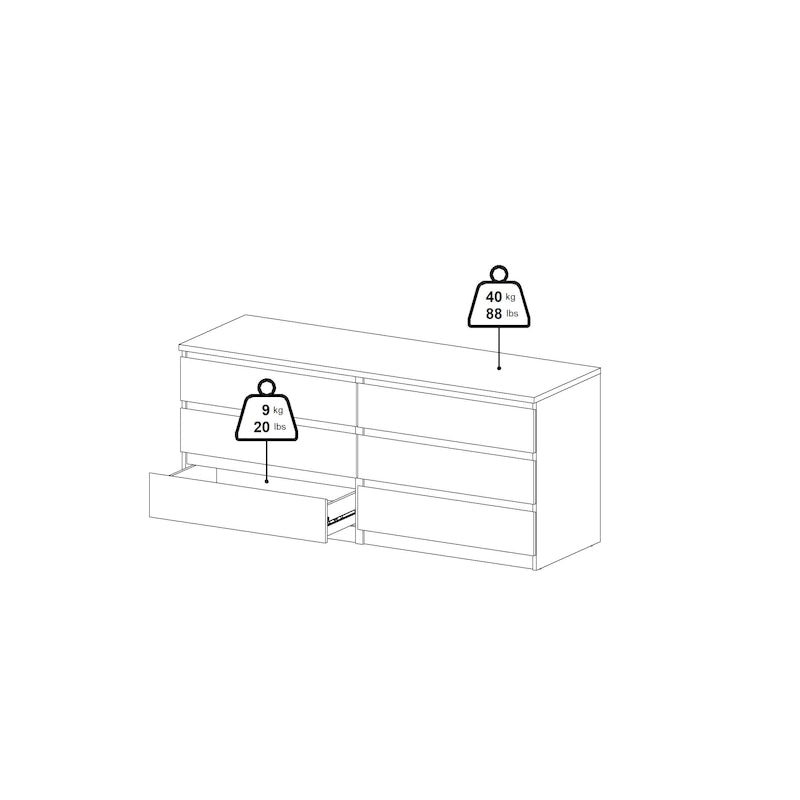 6-Drawer Low-Profile Double Dresser — Engineered Wood