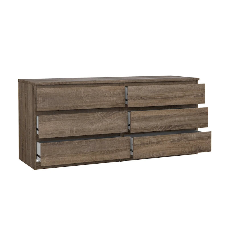 6-Drawer Low-Profile Double Dresser — Engineered Wood