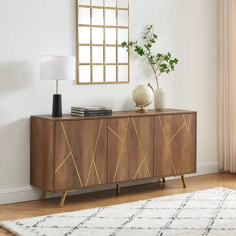 63" Wood Buffet Sideboard Storage Cabinet