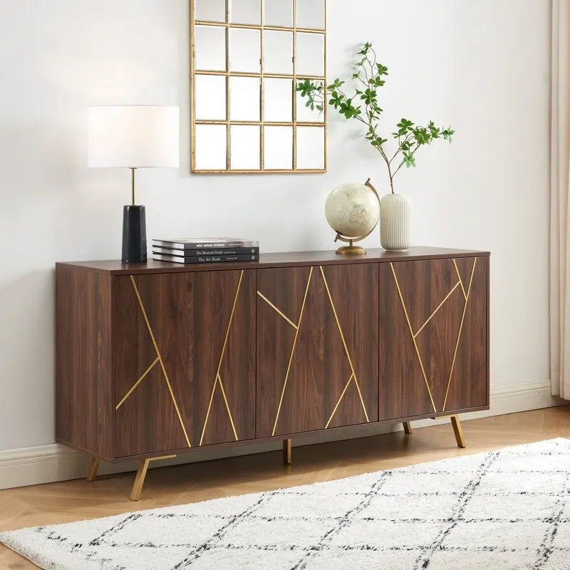 63" Wood Buffet Sideboard Storage Cabinet