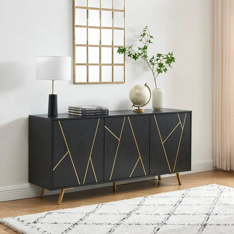 63" Wood Buffet Sideboard Storage Cabinet