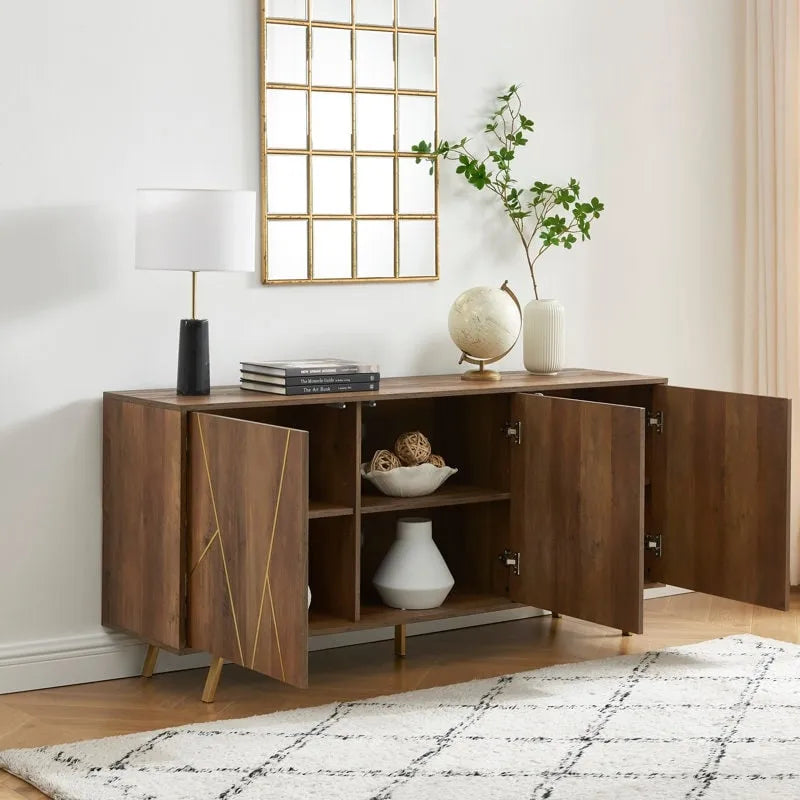 63" Wood Buffet Sideboard Storage Cabinet