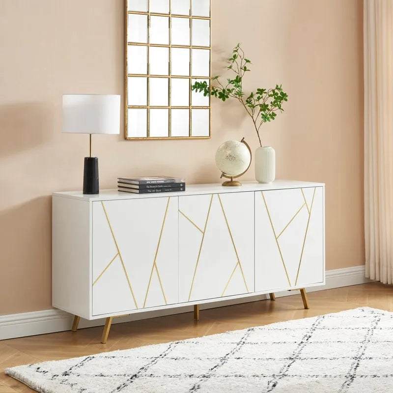63" Wood Buffet Sideboard Storage Cabinet