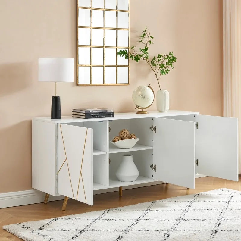 63" Wood Buffet Sideboard Storage Cabinet