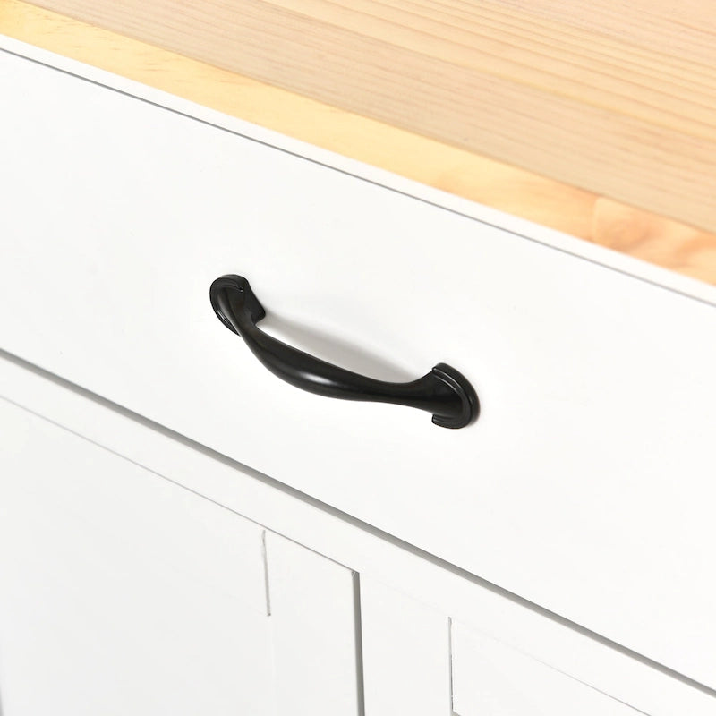 Kitchen Island Cart with Solid Wood Top & Locking Wheels