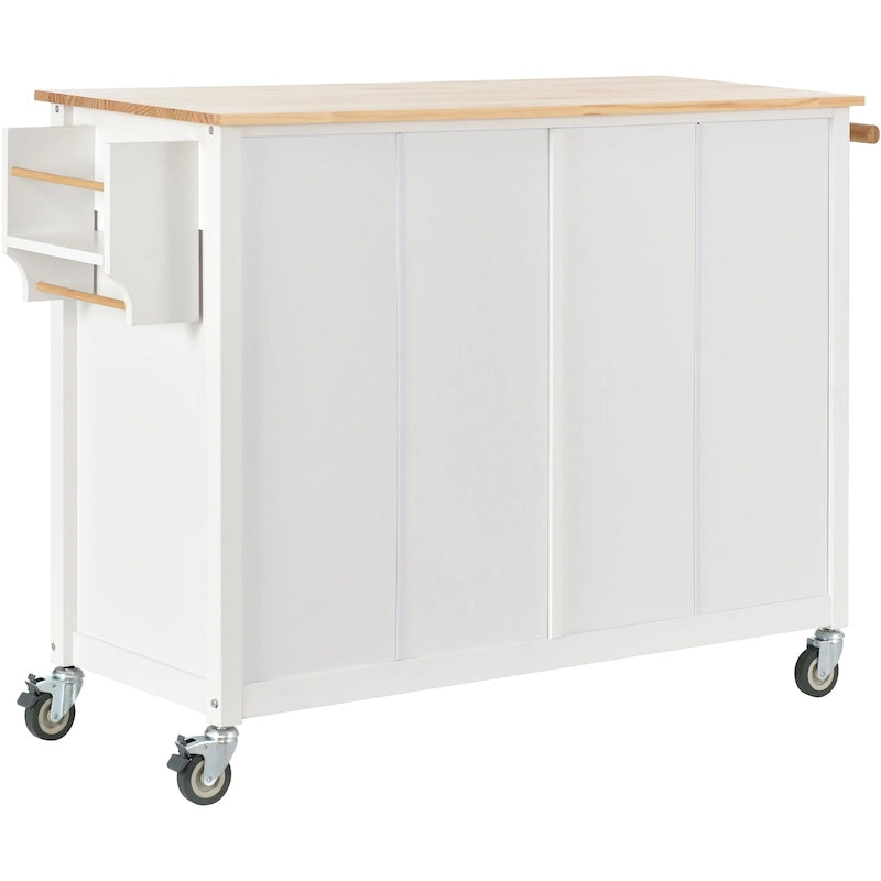 Kitchen Island Cart with Solid Wood Top & Locking Wheels