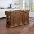 Farmhouse Kitchen Island with 3 Drawers, 3-Door Cabinet & Spice Racks