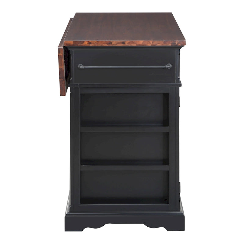 Farmhouse Kitchen Island with 3 Drawers, 3-Door Cabinet & Spice Racks