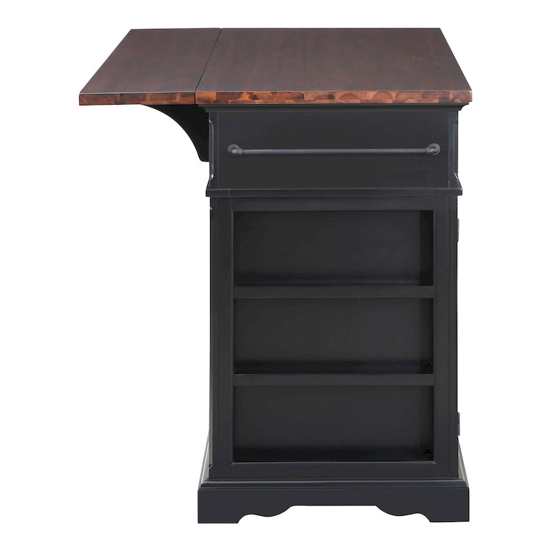 Farmhouse Kitchen Island with 3 Drawers, 3-Door Cabinet & Spice Racks