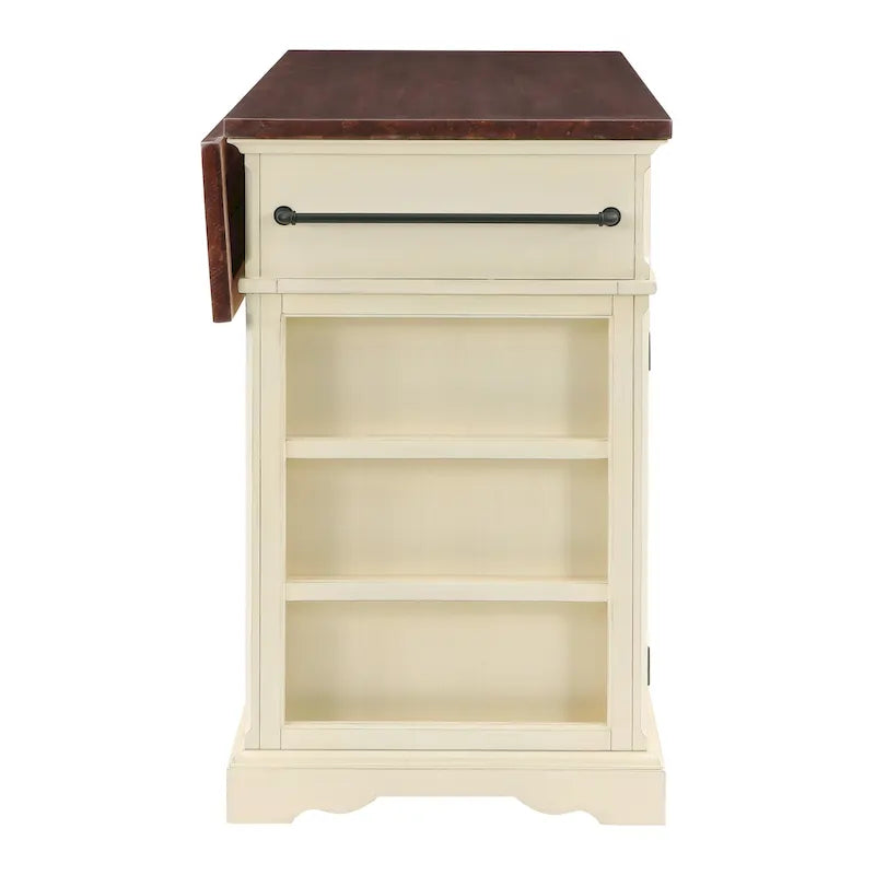 Farmhouse Kitchen Island with 3 Drawers, 3-Door Cabinet & Spice Racks
