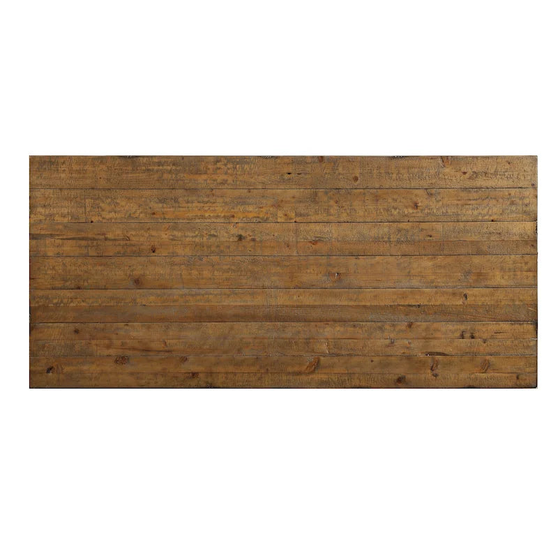 Farmhouse Solid Pine Wood Dining Table with Trestle Base — Weathered Finish