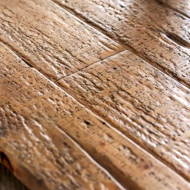 Farmhouse Solid Pine Wood Dining Table with Trestle Base — Weathered Finish