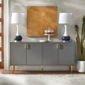 Mid-Century 4-Door Sideboard Buffet with Wave Pattern & Gold Legs