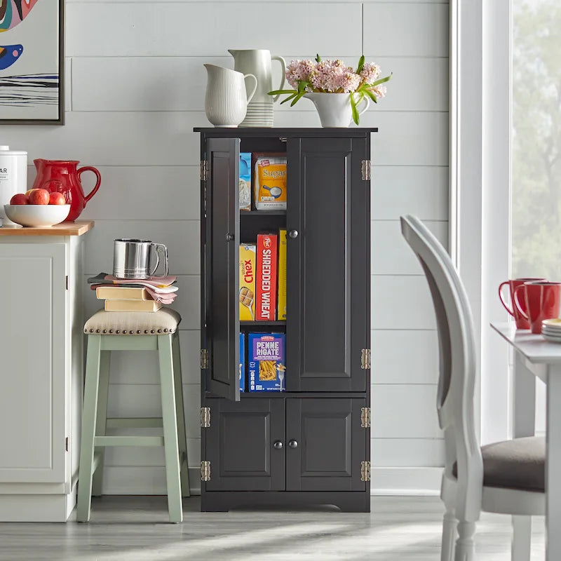 Tall Freestanding Storage Cabinet with Adjustable Shelves & Doors