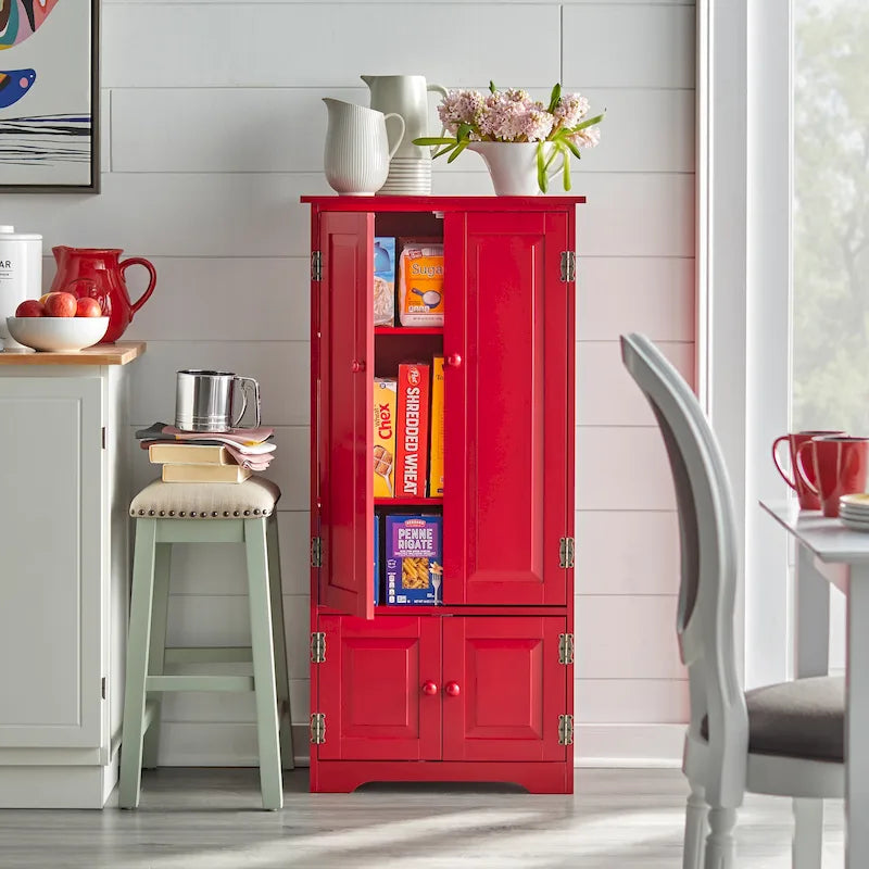 Tall Freestanding Storage Cabinet with Adjustable Shelves & Doors