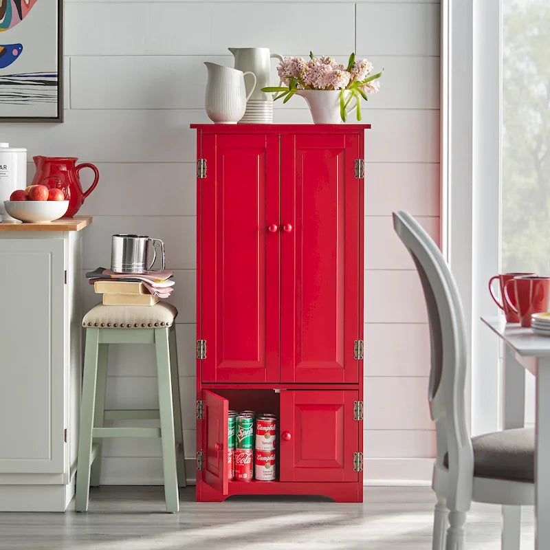 Tall Freestanding Storage Cabinet with Adjustable Shelves & Doors