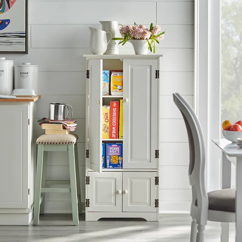 Tall Freestanding Storage Cabinet with Adjustable Shelves & Doors