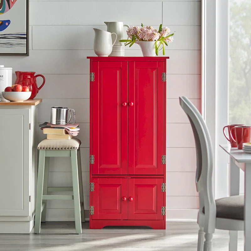 Tall Freestanding Storage Cabinet with Adjustable Shelves & Doors