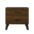 Contemporary Rustic 2-Drawer Wooden Nightstand with Tapered Legs