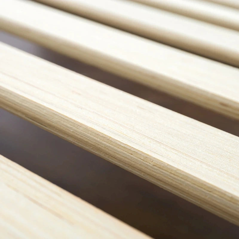 Solid Pine Wood Platform Bed with Slatted Headboard