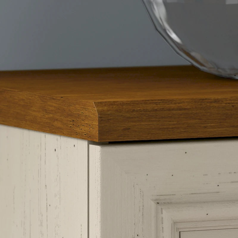 Farmhouse Small Storage Cabinet with Louvered Doors & 3 Shelves