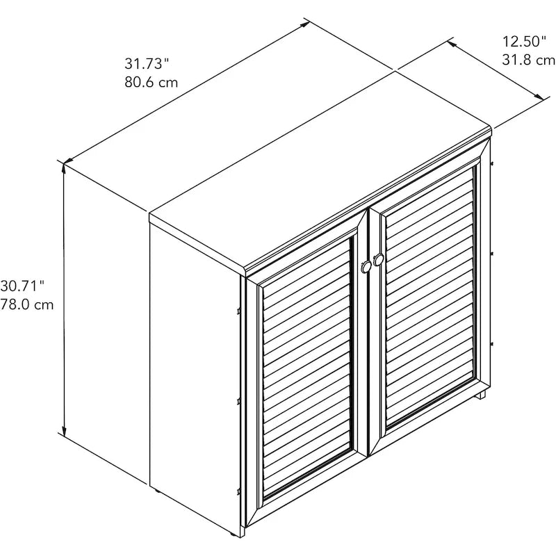 Farmhouse Small Storage Cabinet with Louvered Doors & 3 Shelves